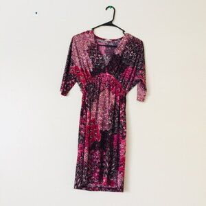 Pink maternity dress empire waist dress with Arabic prints comfy dress